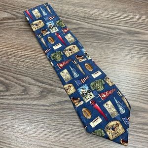 Americana Football Nostalgia Pattern Silk Tie